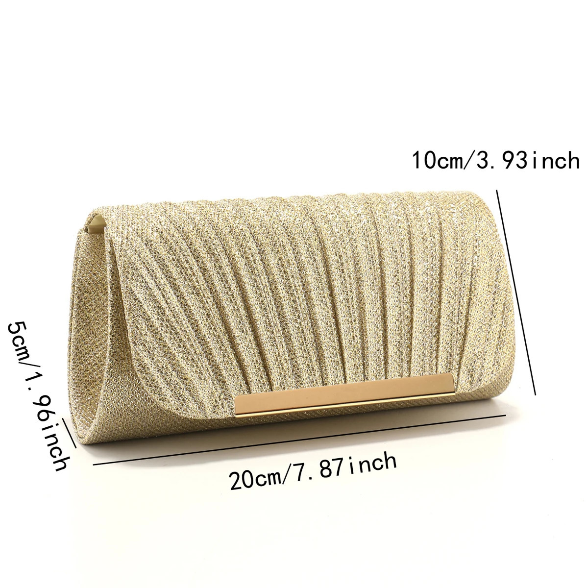 Metal Women Evening Bags Ruched Sequined Small Envelope Shaped Box Party Wedding Event Handbags Purse 250723
