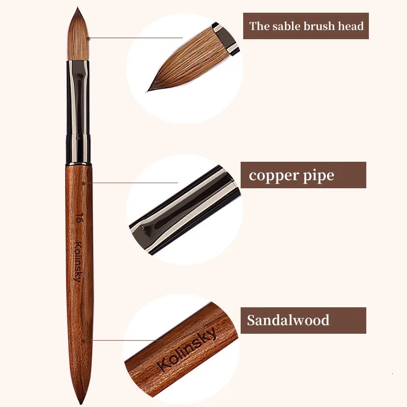 100% Pure Kolinsky Hair Acrylic Nail Brush Sandalwood Handle Nail Brush for Acrylic Application and Acrylic Power Professional 250716