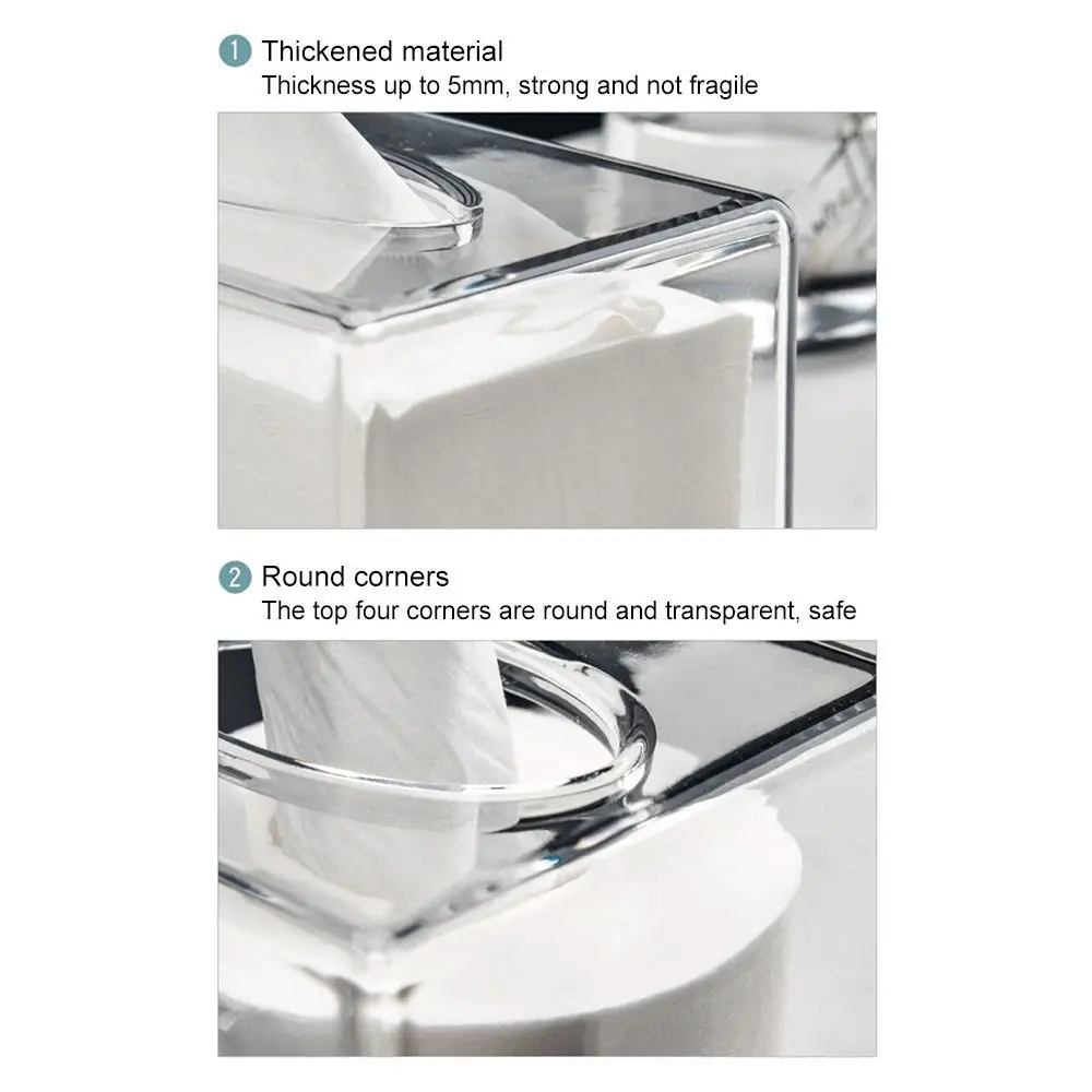 Acrylic Clear Tissue Box Cover Rectangular Napkin Dispenser Office Paper Holder 250725 - view 4