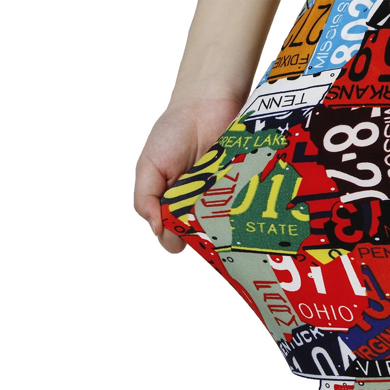 PD47 European and American Printed Digital Leggings Matte Small Foot Elastic WOMENS Cropped Pants Graffiti 250725