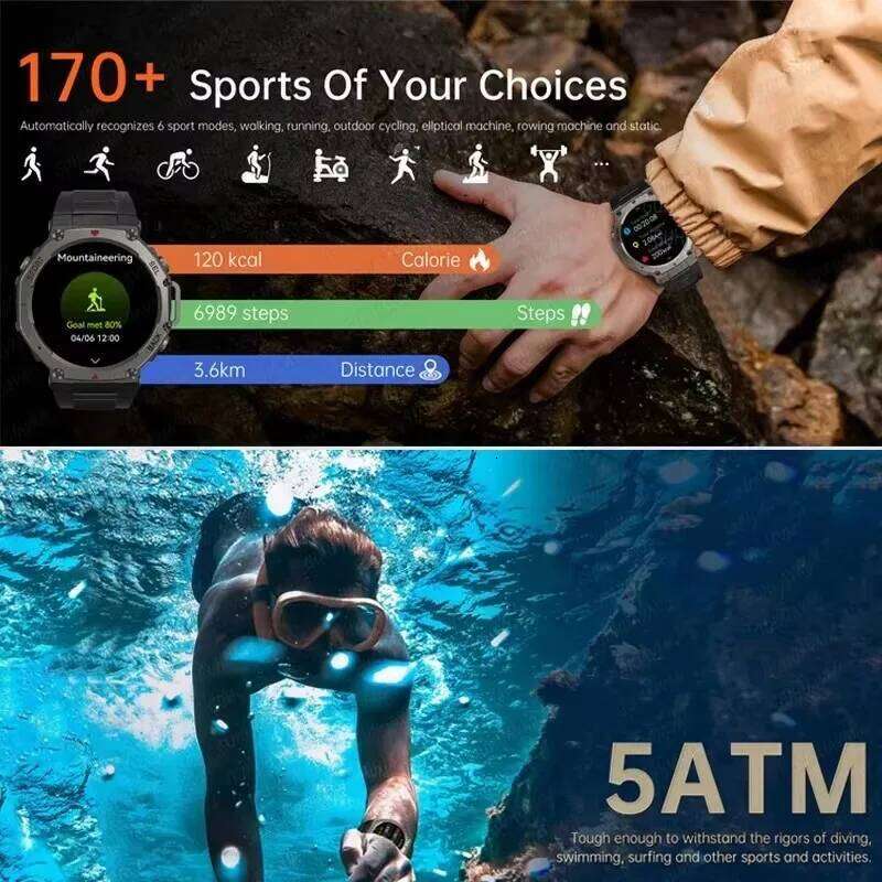 GUHUAVMI T-Rex Ultra GPS Smart Watch 5 ATM Waterproof Built-In Dual-Band GNSS Compass Military 170+Sport Smartwatch Men 2025 New