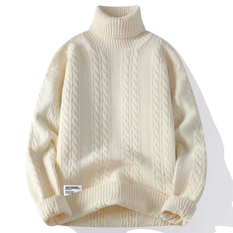 Autumn Winter Vintage Mens Turtleneck Sweater Solid Color Loose Casual Knitted Pullovers Men Youthful Vitality Knit Sweaters Z250725