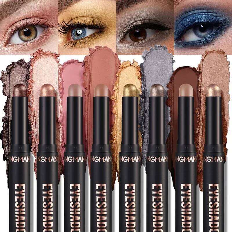 16 Gold Blue Pencil Pearlescent Matte Eyeshadow Stick Waterproof Long Lasting Color Glitter Face Highlight X250726