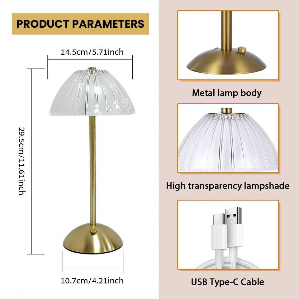 LED Table Lamp Touch Lamp Reading Light Rechargeable Light Wireless Retro Night Lamp Nordic For Study Bedroom Desk Lamp Bar Home XJ250725