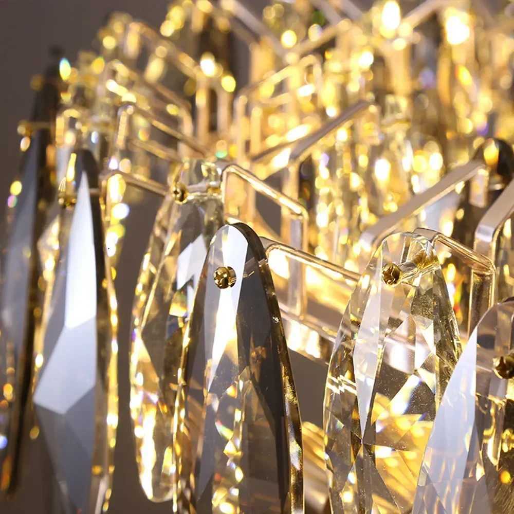 Modern Round Clear Crystal Chandelier Light Luxury LED Lamp Living Dining Room Indoor Fixtures Chandeliers Pendant LightXJ250725