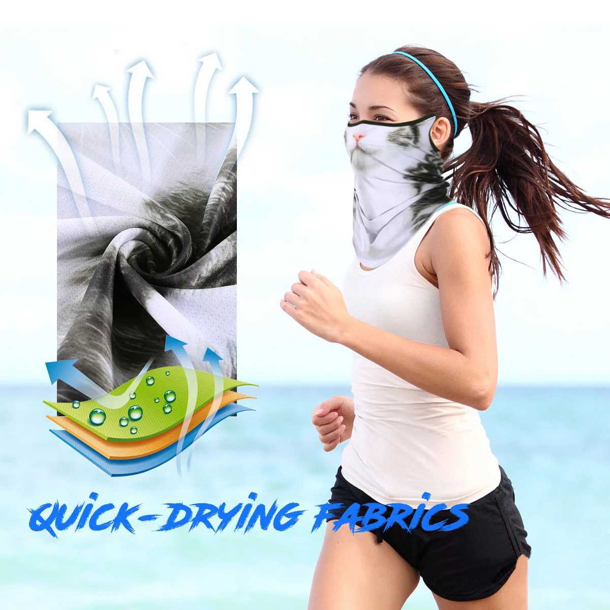 3D Animals Magic Scarf Bandana Breathable Neck Warmer Gaiter Hanging Ear Outdoor Sports Triangle Face Mask Neckerchief Summer Z250725