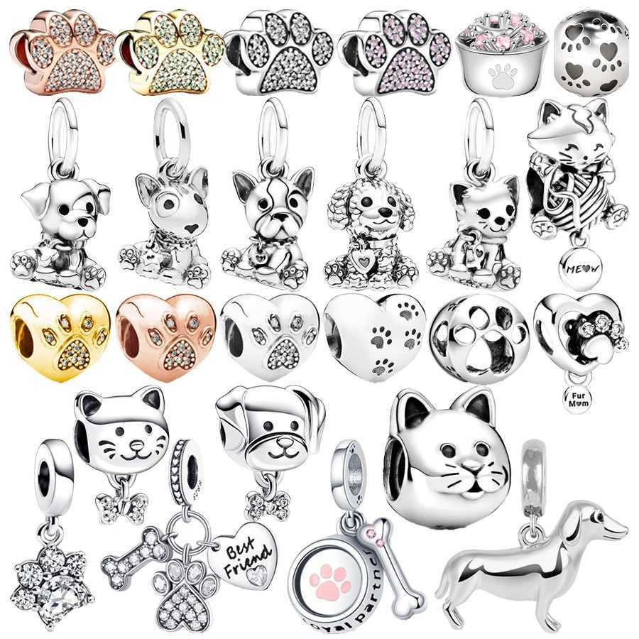 Hot Sale DIY Women Sparkling P Print Dog Dangle Charms Beads Fit Original 925 Sterling Silver Bracelet Jewelry Fashion Gift XJ250726