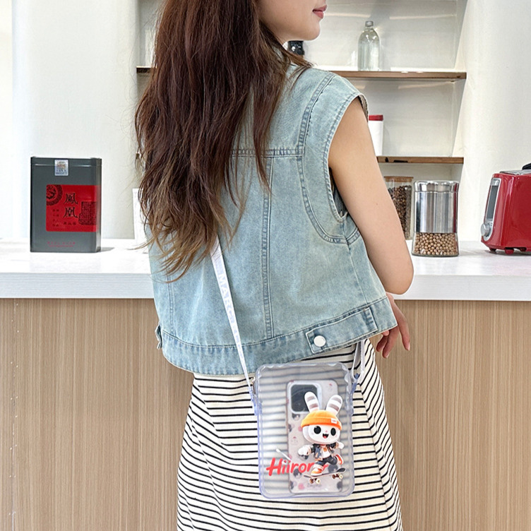 PVC Waterproof Transparent Women's Makeup Bag Handbag Free Shipping Designer New Cartoon Pattern Mobile Phone Storage Bag Luxury Shoulder Bag Cas