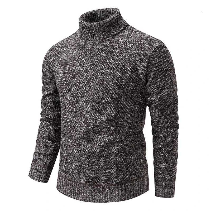 Sweater Mens Autumn Winter New Trend Slim Wool Thin Velvet Turtleneck Knit Bottoming Shirt Male Clothing Z250725