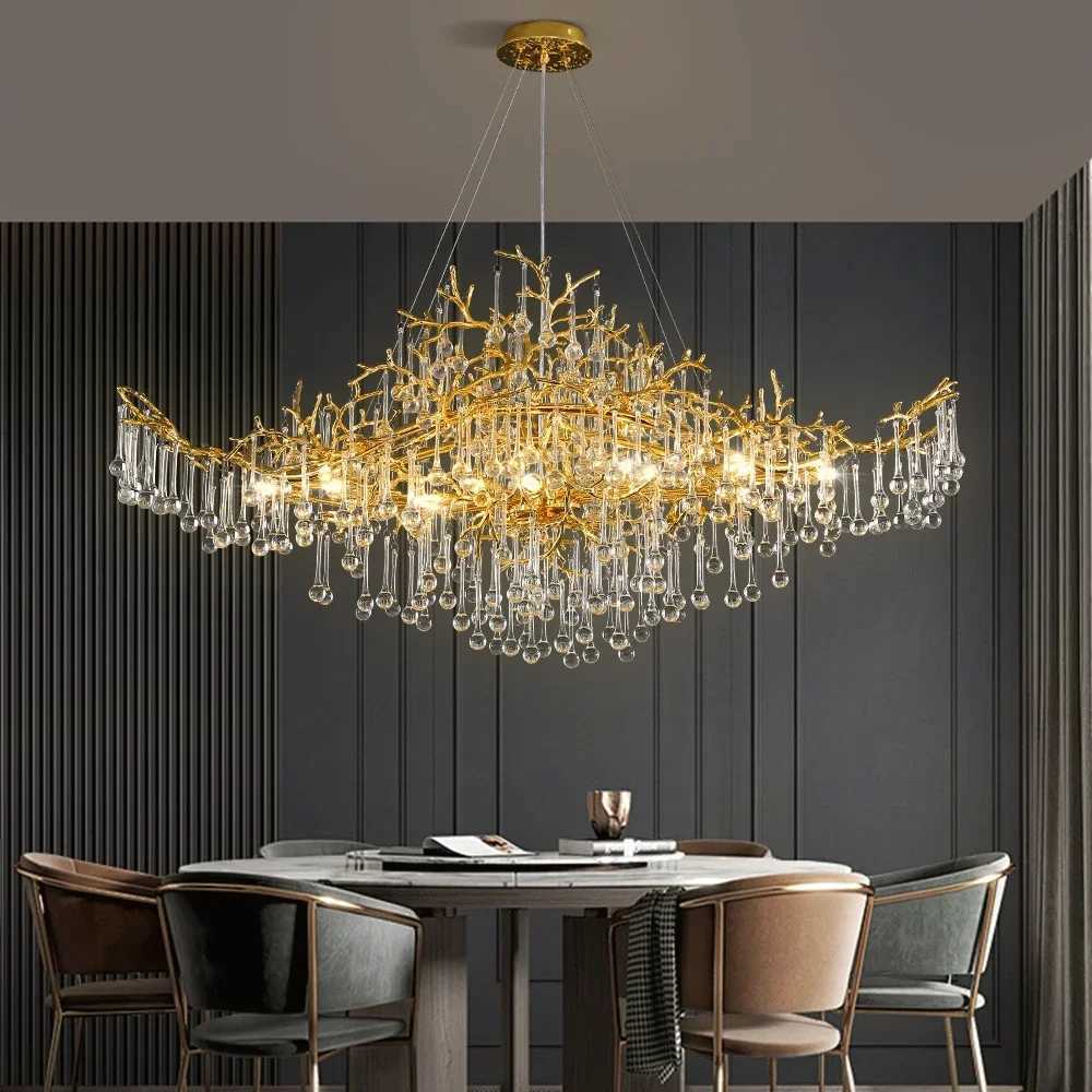 Modern Hanging Crystal Chandelier Dining Table Ceiling Branch Pendant Lights Scandinavian Chandelier for Living Room XJ250725