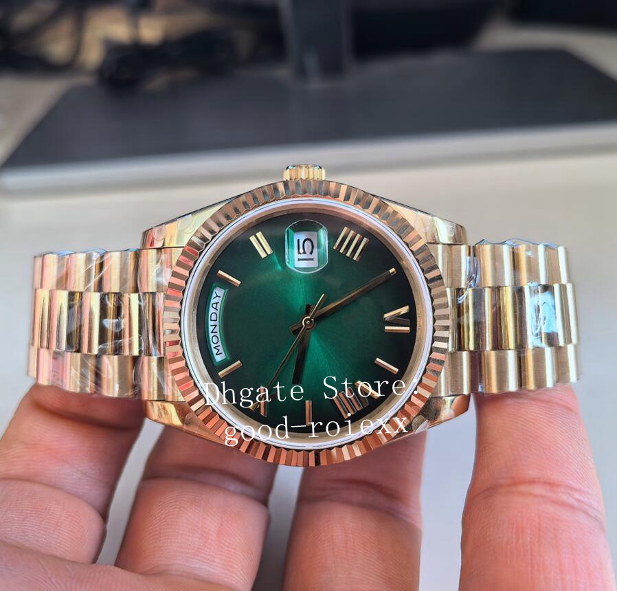 40mm Men Yellow Gold Watch Gradient Green Dial BP Automatic 2813 Watches Men's BPF Day Time Date Champagne Black 228238 Sapphire BPF Wristwatches