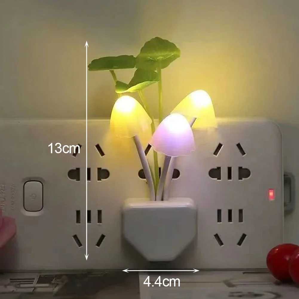 Night Light LED Mushroom Bedside Lamp EU / US Plug 7 Color Changing Light-controlled Sensor for Babys Room Bedroom Home Decor XJ250725