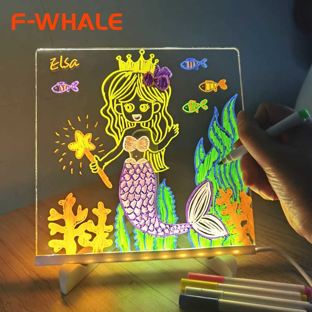 Personalized LED Lamp Acrylic Message Note Board Erasable USB Childrens Drawing Board Bedroom Night Light Birthday Kids Gift XJ250725