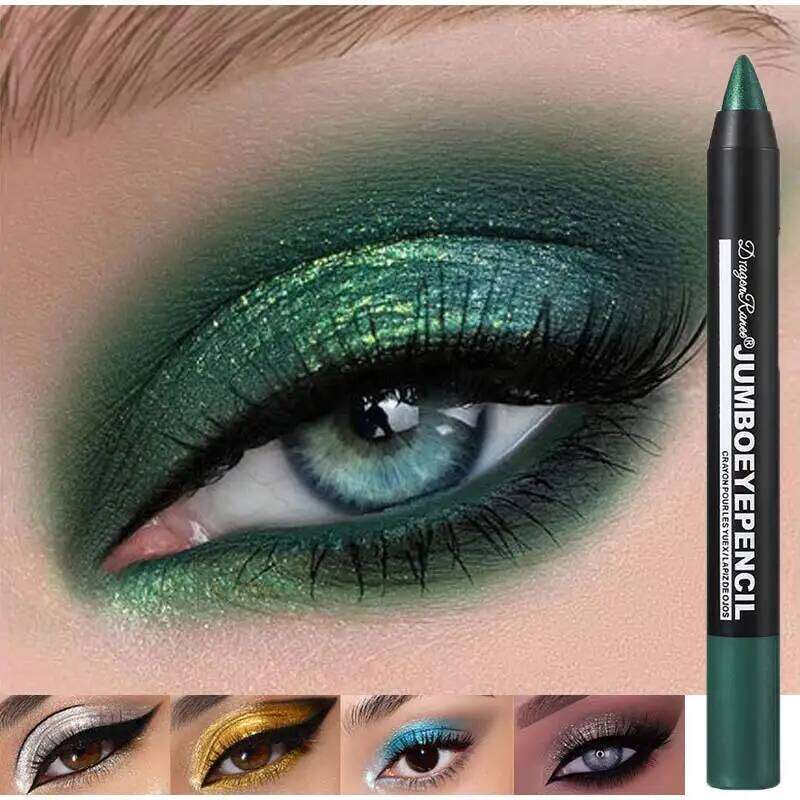 12 Color Metallic Glitter Eye Shadow Smoky Dark Green Eyeshadow Pencil Stick Waterproof Pearlescent Highlighter Korean Cosmetics X250