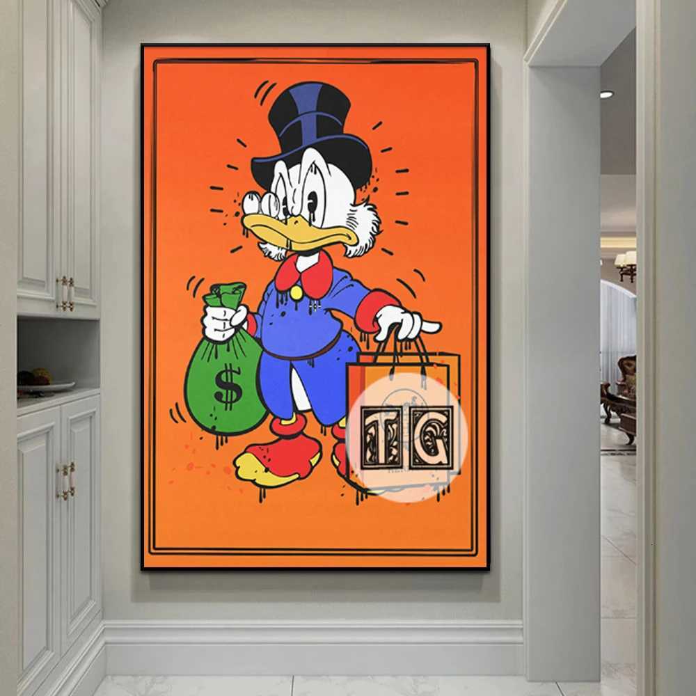 Scrooge McDuck Motivational Poster Modern Luxury Wall Art Canvas Painting Print Pop Pictures for Living Room Home Decor Paintings XJ250726