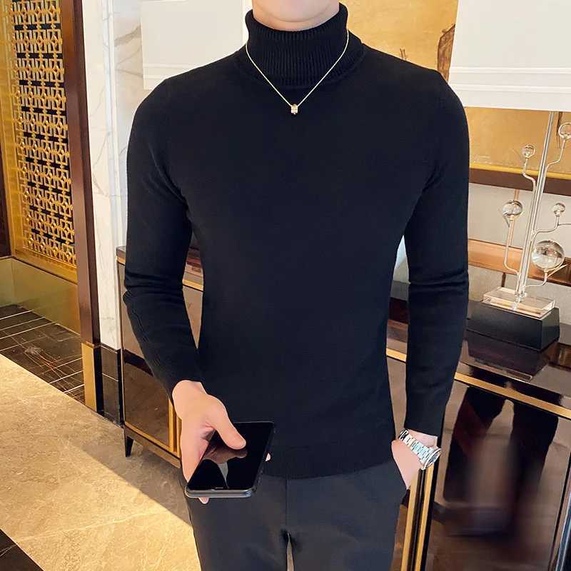 Turtleneck Sweater Men Clothing Autumn Winter Plain Color Long Sleeve Mens Casual Sweaters Slim Fit All Match Pull Homme 3XL-M Z250725