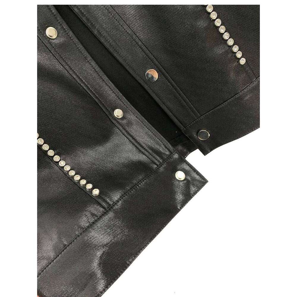 2024 Autumn New Male Coats Dia Design Long Sleeve Black Jackets Men's Trendy Handsome Shoulder Padded Pocket Short Jacket