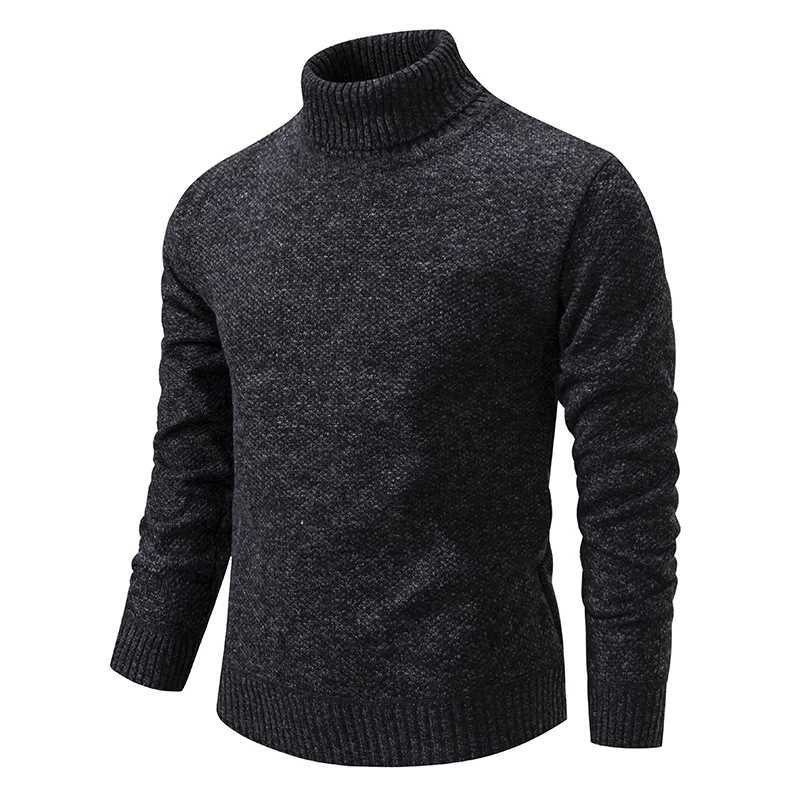 Sweater Mens Autumn Winter New Trend Slim Wool Thin Velvet Turtleneck Knit Bottoming Shirt Male Clothing Z250725