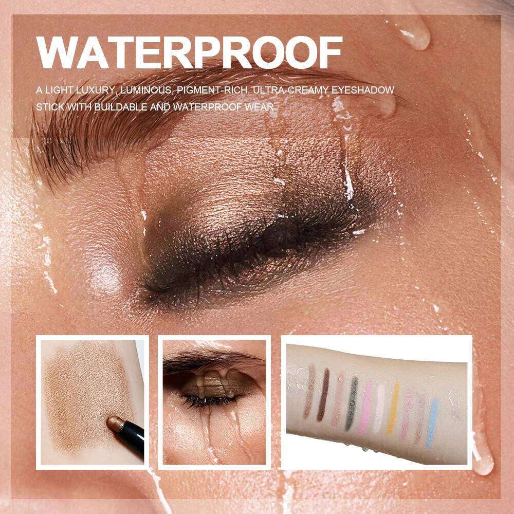 Colors Glitter 10 Counts Highlighter Eye Shadow Stick Set Colorful Eyeshadow Pencil Crayon Eyeliner Cosmetic