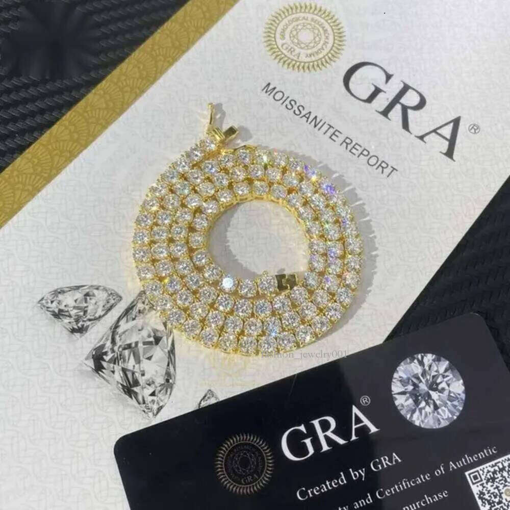 Hip hop GRA Jewelry Bracelet Certificate S 3MM 4MM 5MM 6.5MM VVS D Color Dia Moissanite Social Gatherings Tennis Chain Necklace