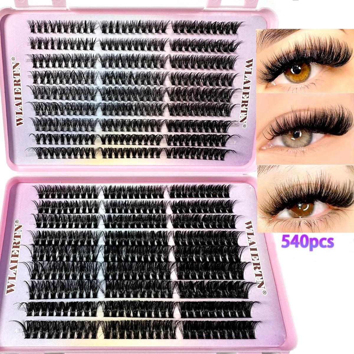 Faux Mink Eyelashes 540Cluster C Curled 916mm Mixed Natural Eyelash 3D Russian Strip Personal Makeup Tool 250714