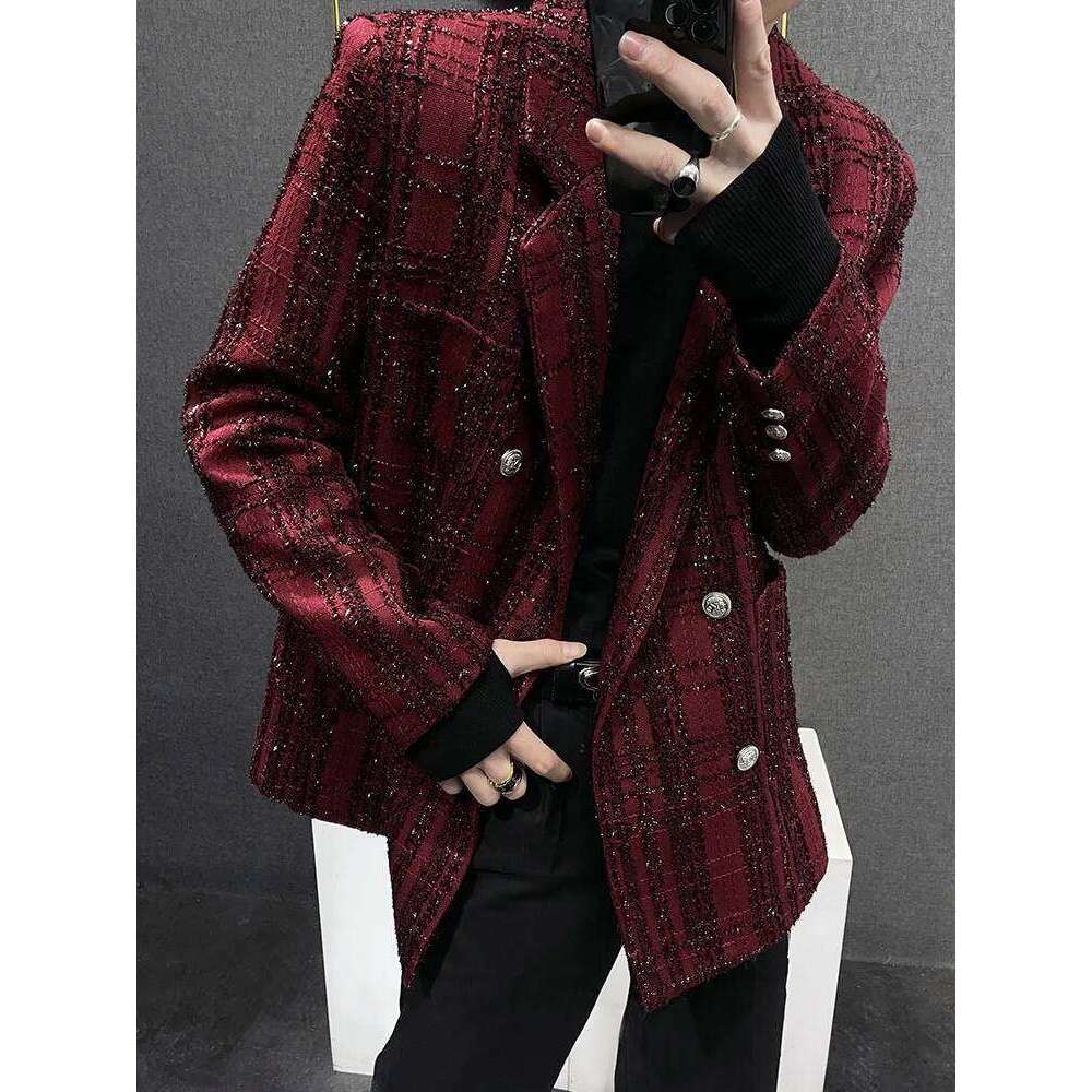 Fashion High-End Sequined Suit Jacket Fall Winter Trendy Male Handsome Fried Street Loose Long Sleeve Men's Blazers