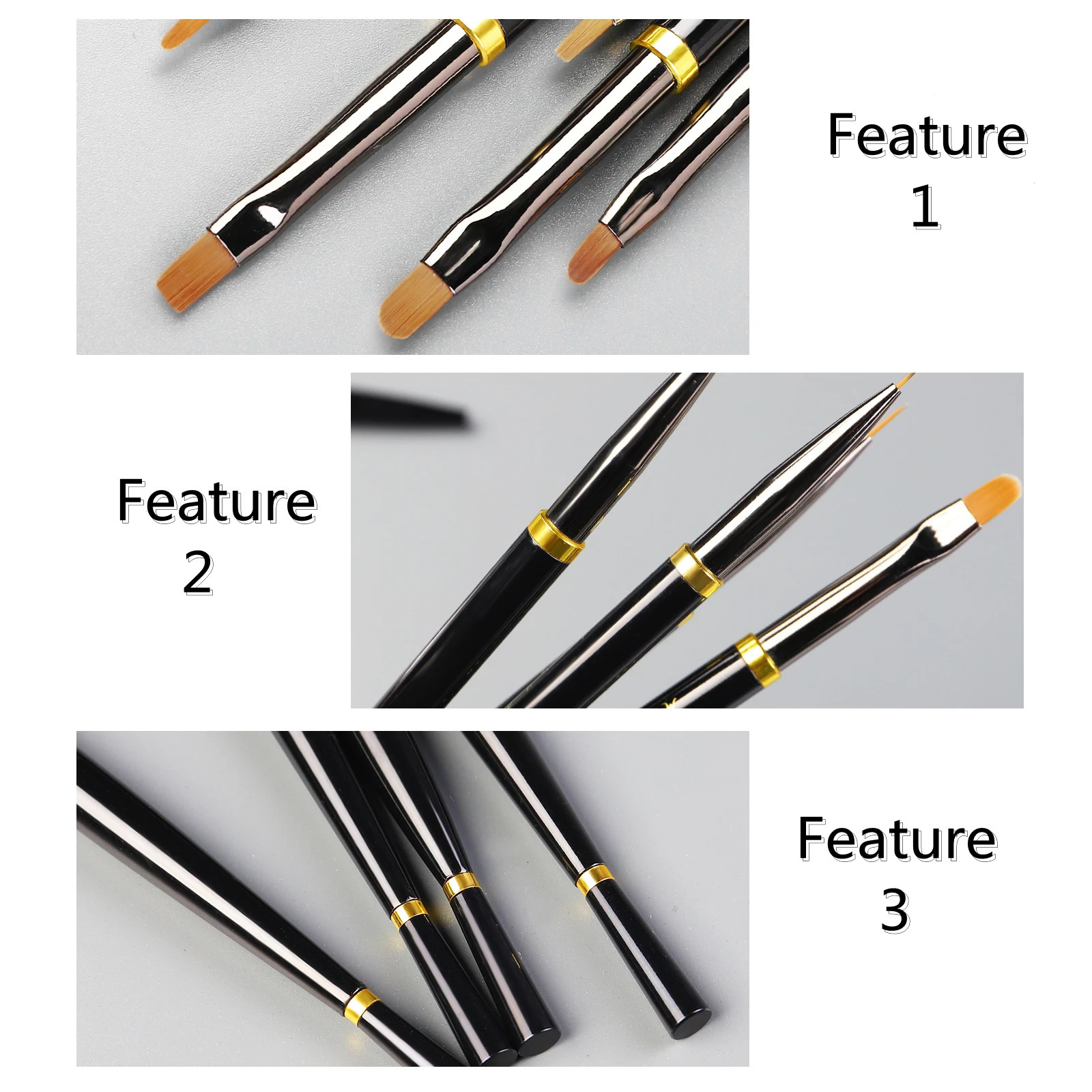 Black Nail Art Brush Gel Brush for Manicure Acrylic UV Gel Extension Pen Fish Nail Polish Painting Drawing Brush Nail Brush 250716