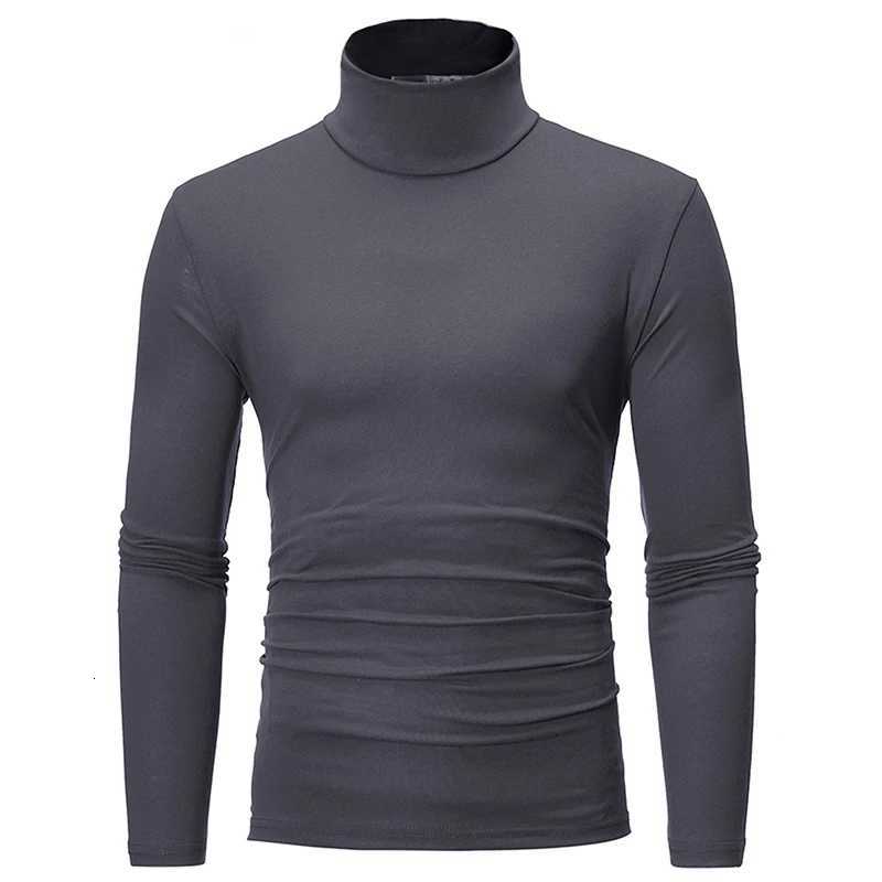 New Fashion Base Tee Shirt Men Slim Fit Polyester High Neck Pullover Turtleneck Sweater Tops Shirt For Male Spring Autumn TShirt Z250725