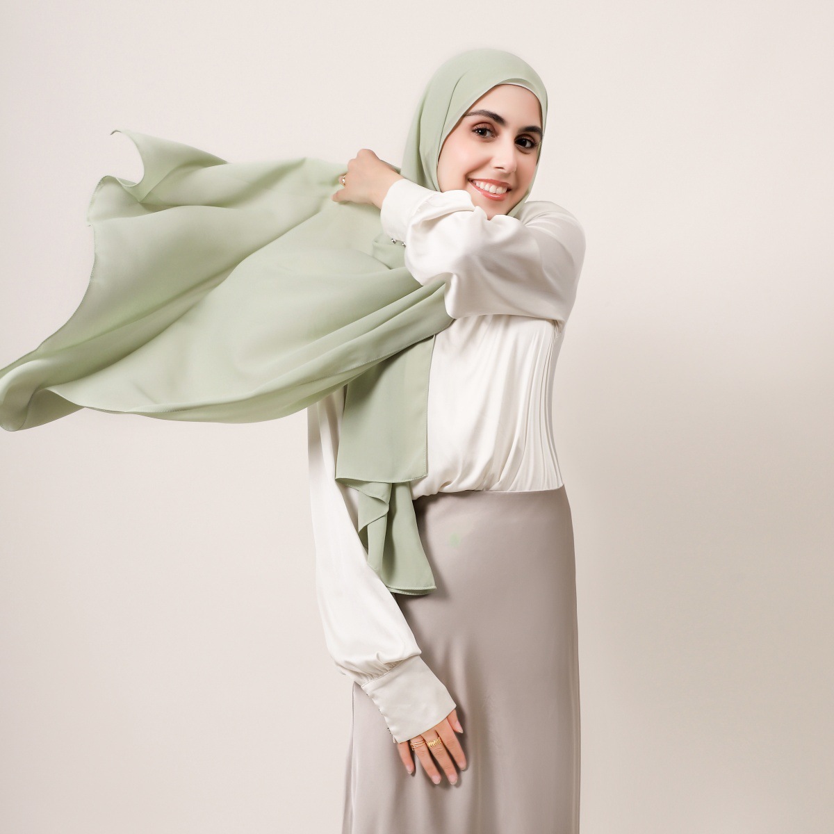 K1480 Solid color high elastic chiffon chiffon long scarf right angle edge thickened messy scarf single color headscarf scarf shawl female