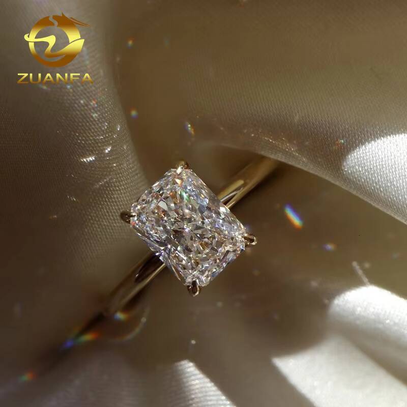 Custom Solitaire Moissanite Rings Real Gold Fashion Jewelry Ladies Wedding Rings