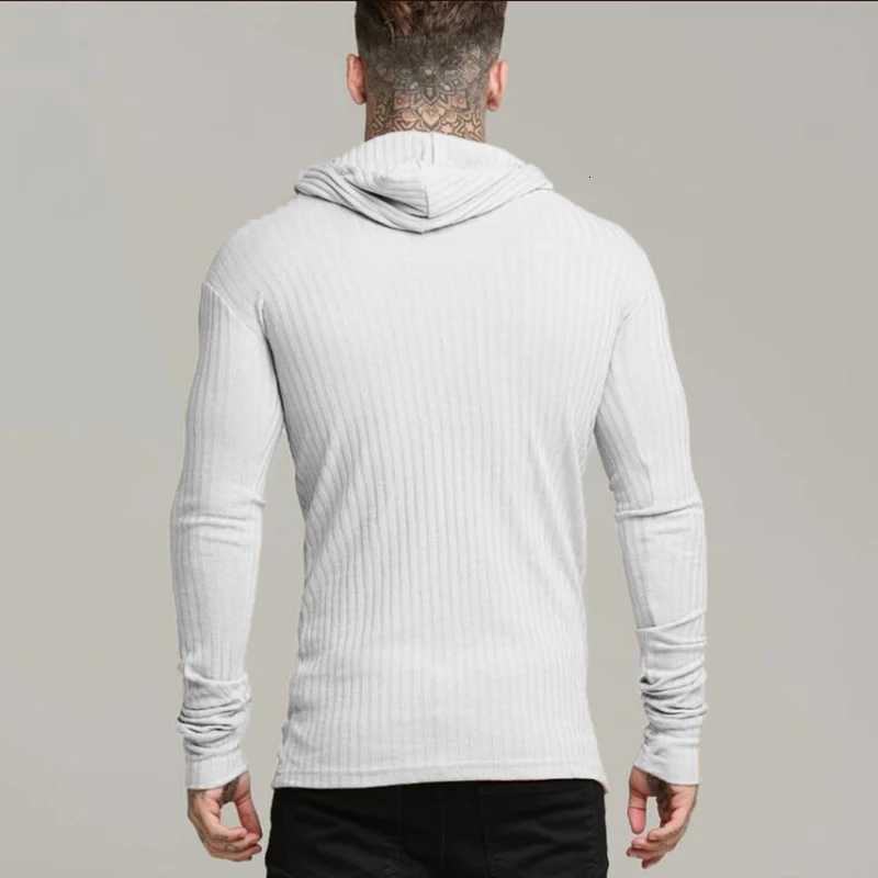 New Spring Fitness Hooded Sweaters Men Warm Turtleneck Sweaters Slim Fit Sports Pullover Men Sweater Gym Knitwear Pull Homme Z250725