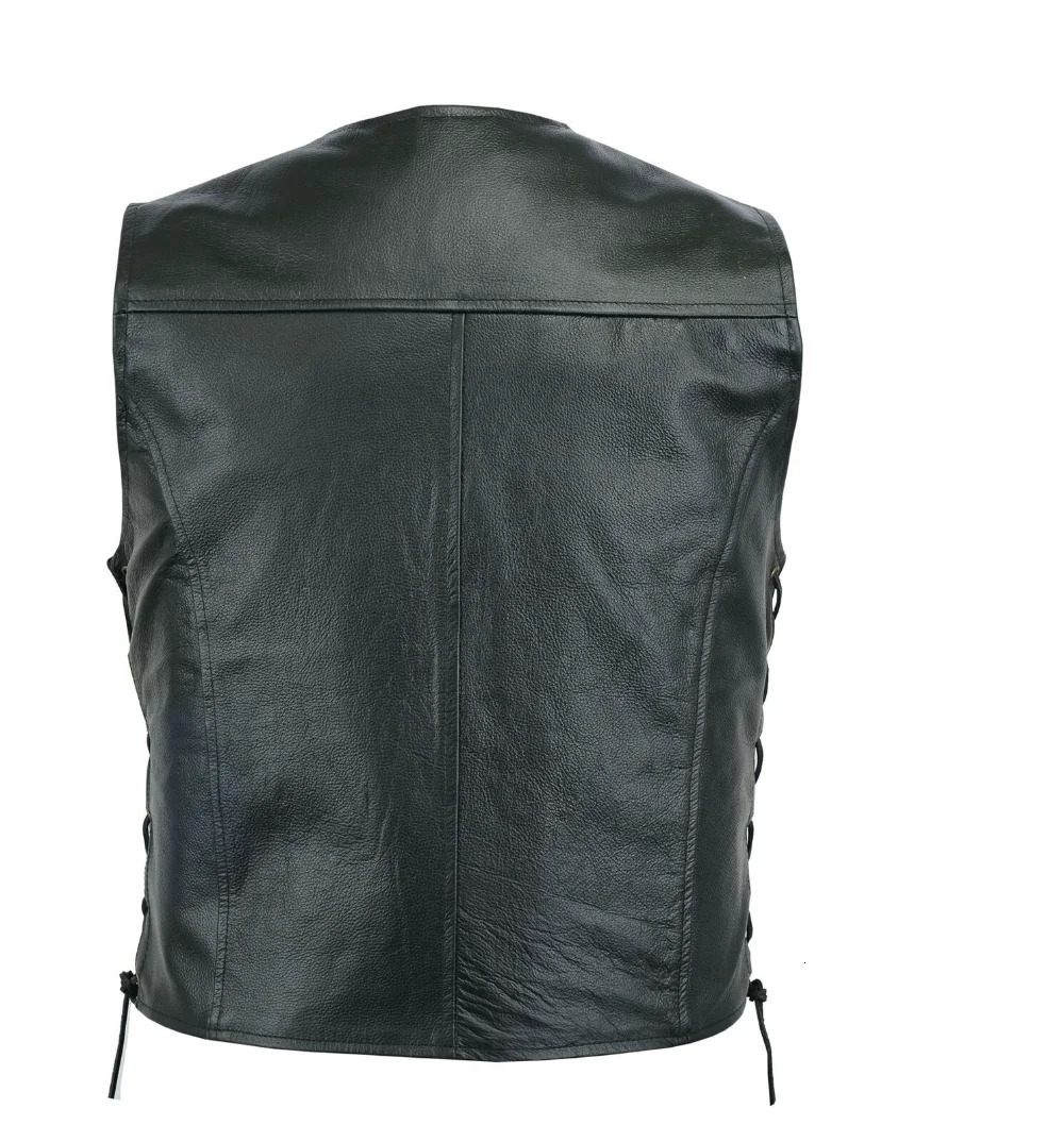 Mens Leather Vest Jacket Vneck Single Breasted Zipper Strap Short Large Size 5XL Sleeveless Top Coats Fashion Ropa De Hombre 250725