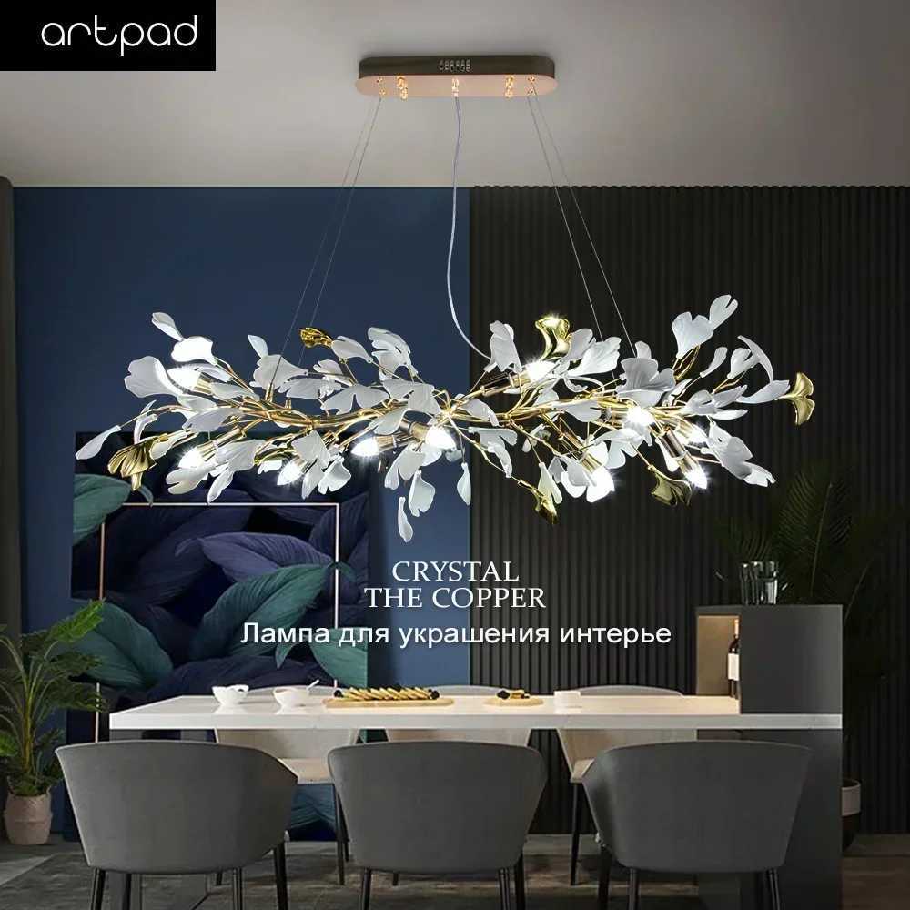 Art Pad Ginkgo Leaf Chandeliers Ceiling Kitchen Chandelier for Dining Living Room Decorations Suspension Light Home and KitchenXJ250725