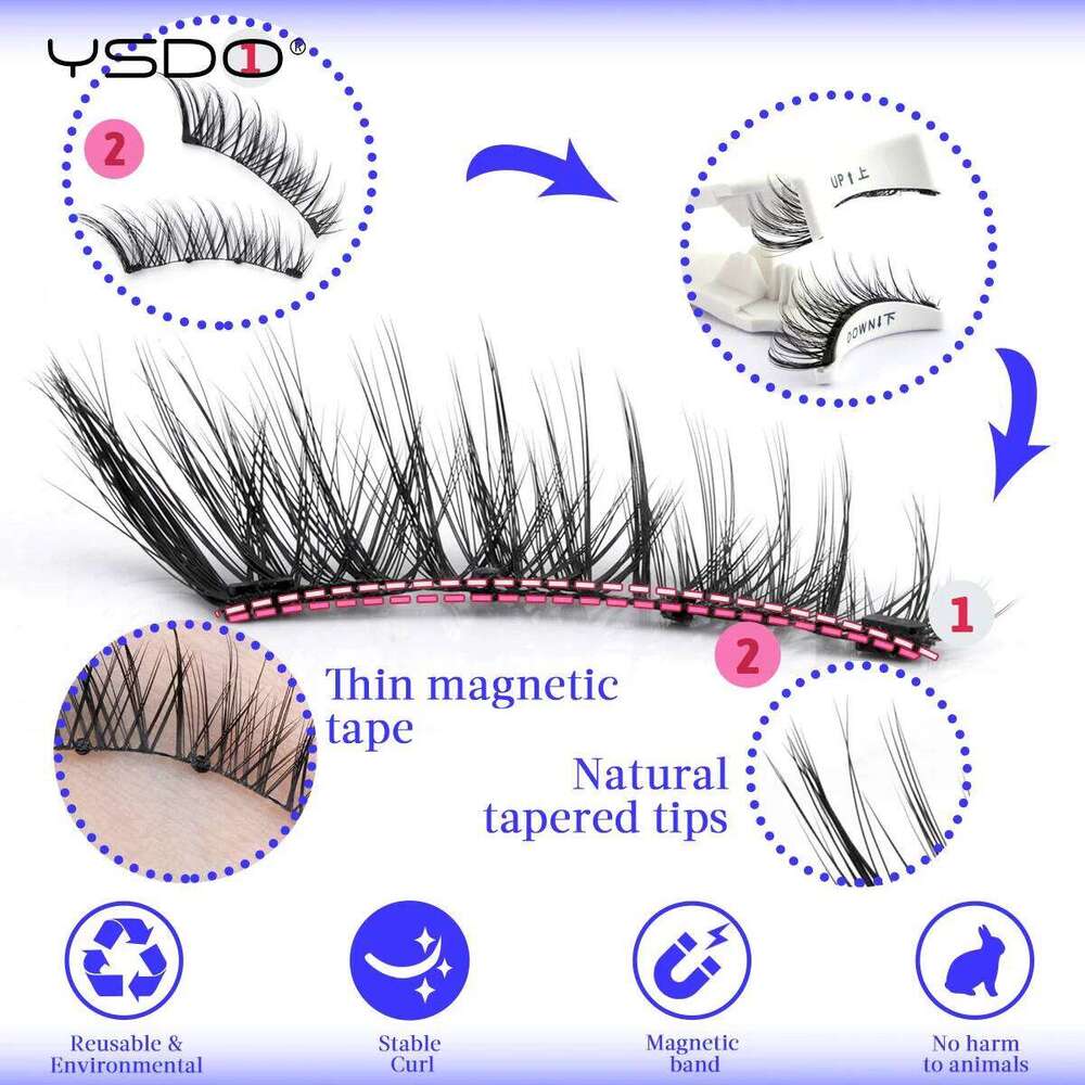 YSDO Upgrade Eyelashes With Tweezers Set 1 Pair Extension 3D Natural Lashes 3-Step Press On False Eyelash X250725