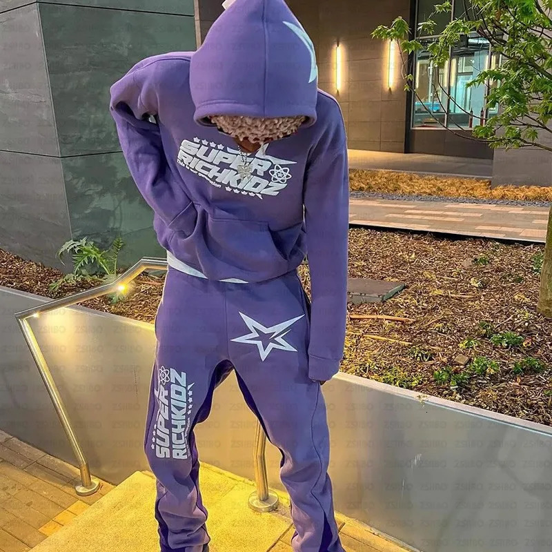 2000s Retro Black Foam Print Pattern Hoodie Retro Grunge Goth Jacket Coat Gothic Set Clothing Sweatpants Emo 250723