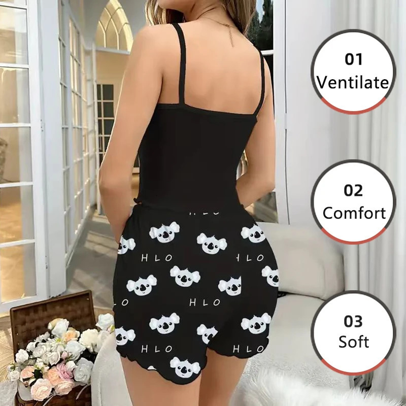 Women Pajamas Sleepwear Pajama Set Sports Camisole And Shorts Print Ventilate Casual Soft Comfortable 250717