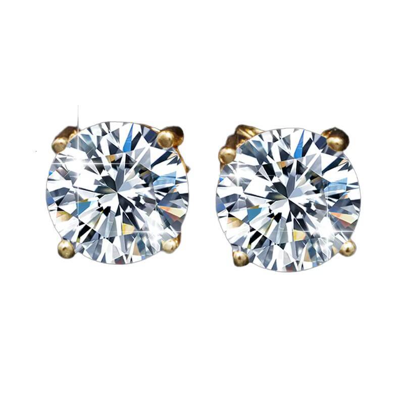Niche Classic Four-Prong Genuine Moissanite Stud Earrings for Women High-End S925 Sterling Silver with Gold Plating Wholesale