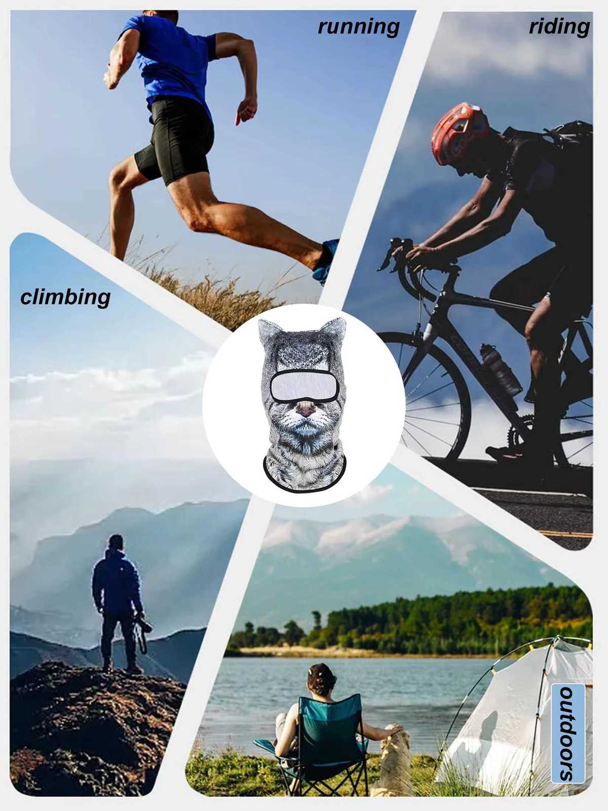 3D Cat Animal Ski Balaclava Ski Mask with EarsSuitable for Music FestivalsRavesSkiHalloween or Party Outdoor Z250725