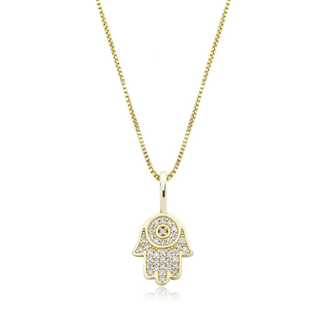 Custom 14k Gold Hamsa Hand Pendant New Design Fatima Necklace with Luxury Moissanite Hip Hop Style Good Luck Charm
