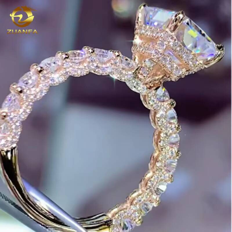 Luxury Jewelry NO MOQ Customize Manufacturer Direct Custom OEM Design Emerald Cut Moissanite 10K 14K 18K Solid Gold Ring