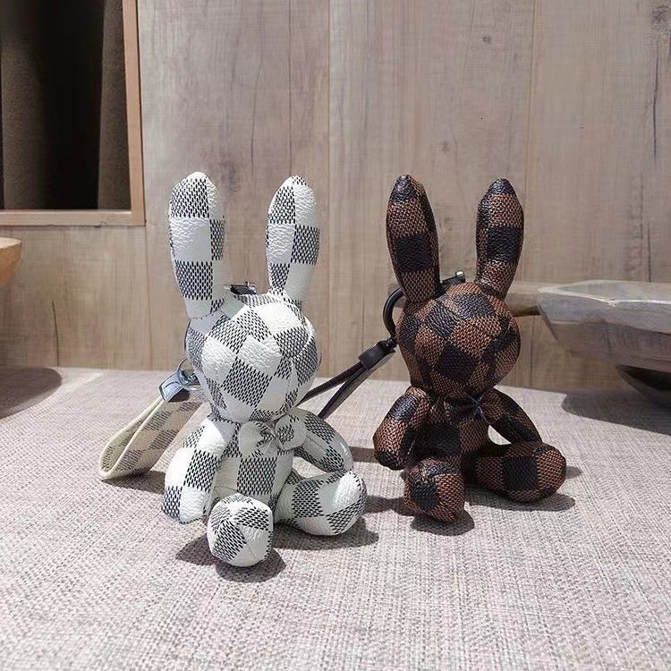 Leather rabbit chain Cute Doll Bag pendant fashion couple car key ring Z260130