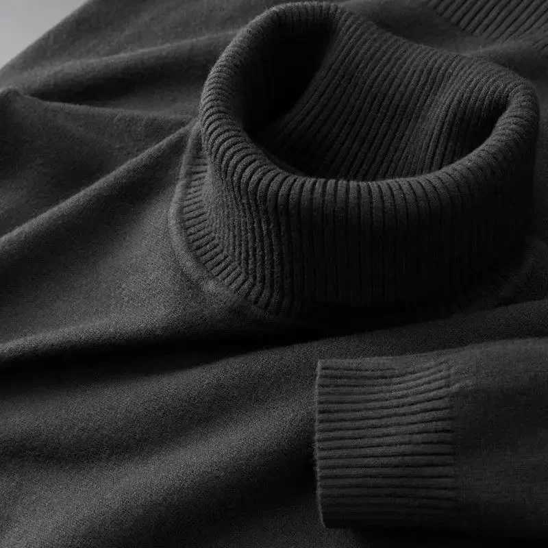 New Mens Knitted Sweaters Solid Color Turtleneck Breathable Pullovers Warm Outdoor Basic Streetwear autumn Business Tops Z250725