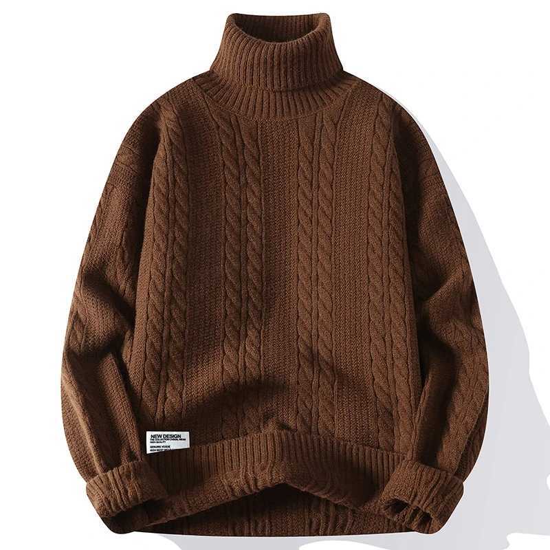 Autumn Winter Vintage Mens Turtleneck Sweater Solid Color Loose Casual Knitted Pullovers Men Youthful Vitality Knit Sweaters Z250725