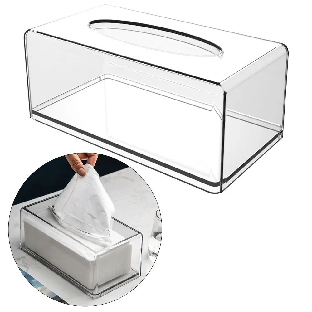 Acrylic Clear Tissue Box Cover Rectangular Napkin Dispenser Office Paper Holder 250725 - view 3