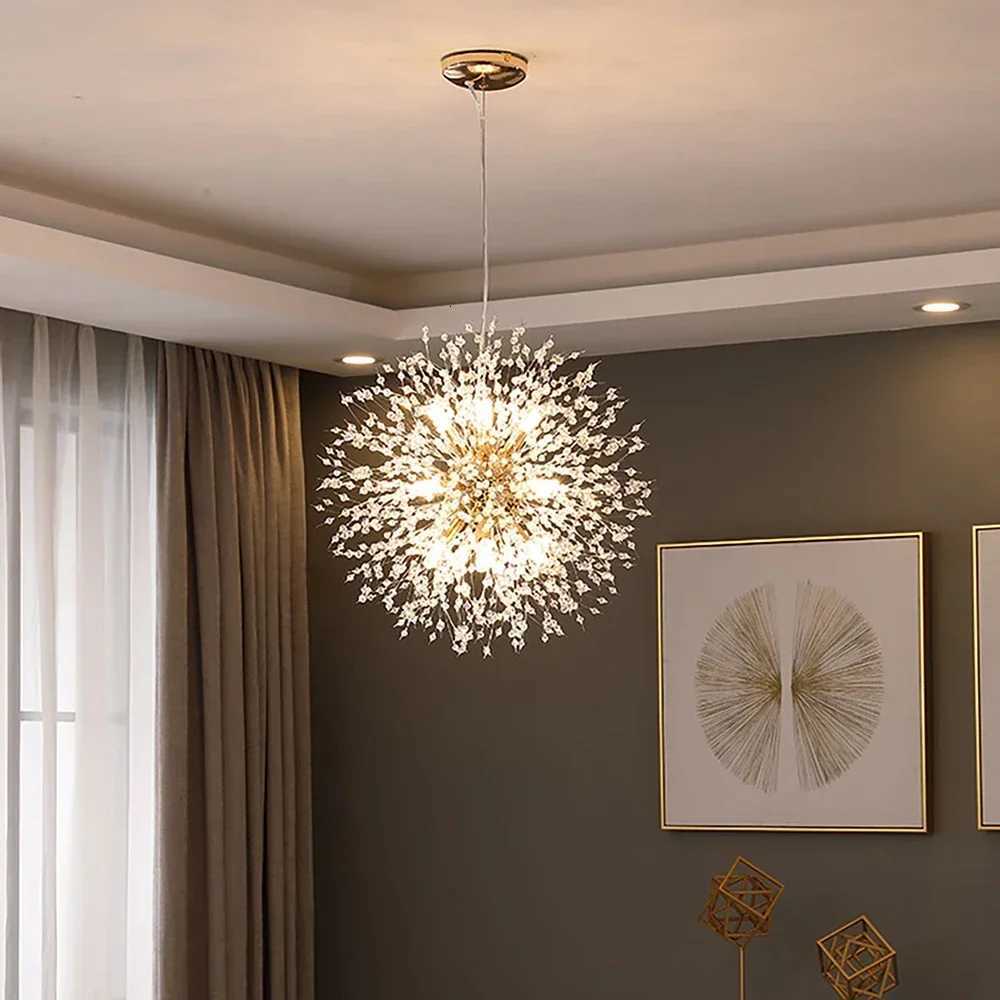 Modern Crystal Dandelion Chandelier Star Fireball Firefly Restaurant Shop Hotel Pendant Light Living Room Hanging Lamp for Decor XJ250725