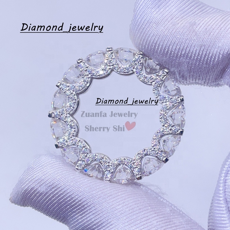 White Gold Solid Silver Vvs Moissanite Iced Out 6.5mm Men Eternity Band Ring