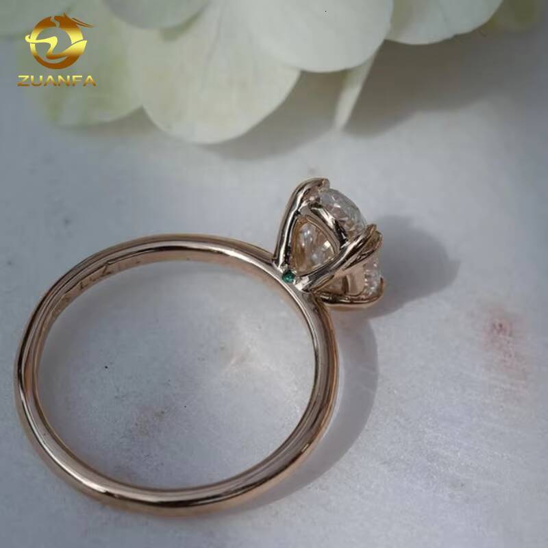 Custom Solitaire Moissanite Rings Real Gold Fashion Jewelry Ladies Wedding Rings