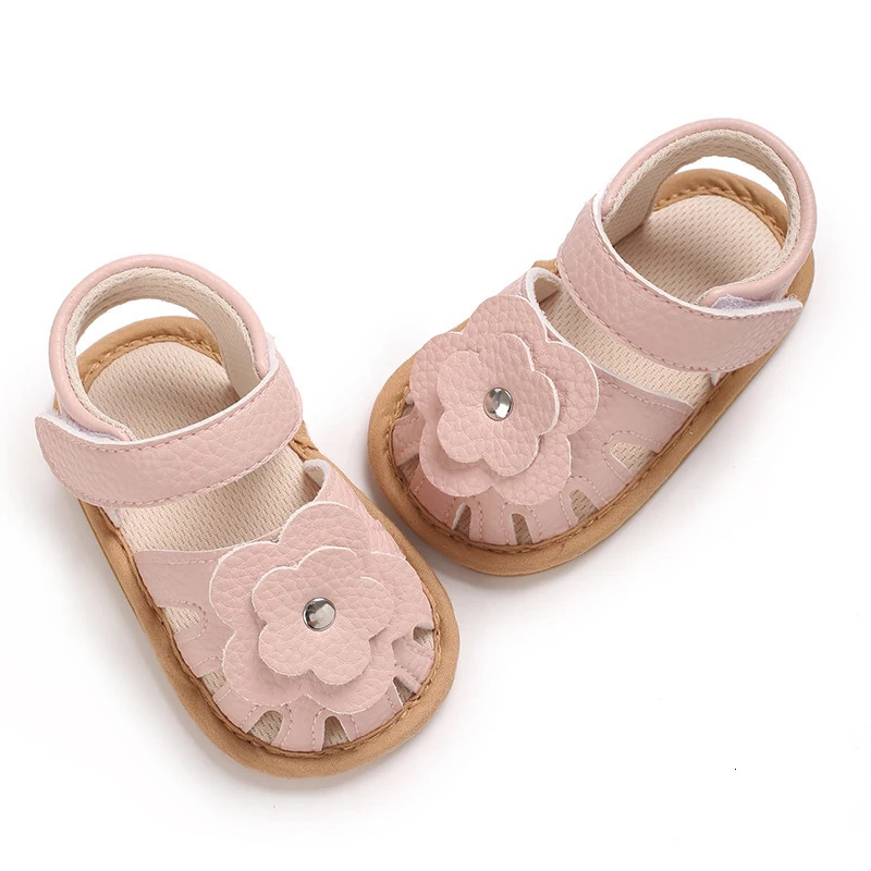 018M Cute born Flower Sandals for Girls in Summer PU Soft Rubber Sole AntiSlip Baby First Step Walking Shoes Sandals 250725