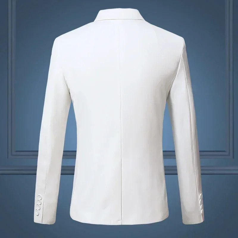 High Quality Gentleman Men Slim Casual White Suit Mens Business Flow of Pure Color Blazer Jacket 250725