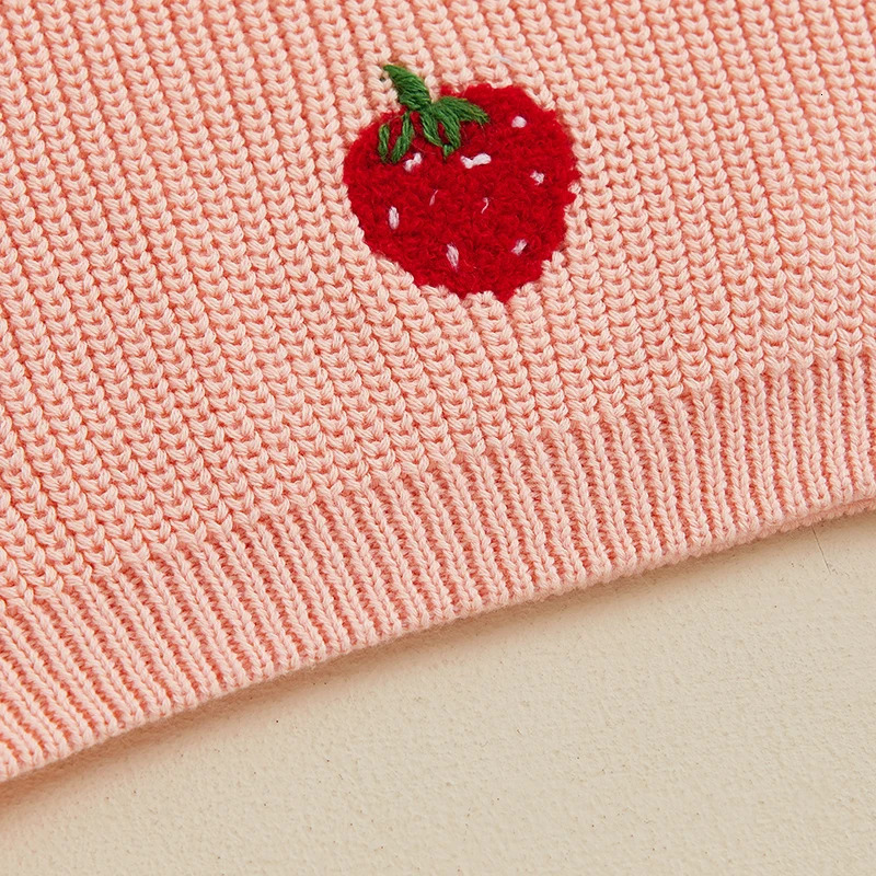 0-3Y Toddler Baby Girls Sweater Strawberry Embroidered Long Sleeve Pullovers Fall Winter Kids Clothes Baby Jumpers Tops 250725